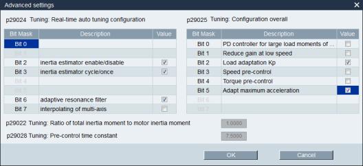 Configure maximum acceleration/deceleration time in EPos mode. These two values can be calculated automatically by activating bit5 of auto-tuning configuration in advanced setting: 8.
