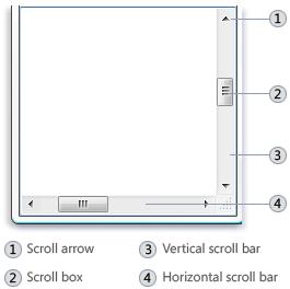 Using scroll bars When a document, webpage, or picture exceeds the size of its window, scroll bars appear to allow you to see the information that is currently out of view.