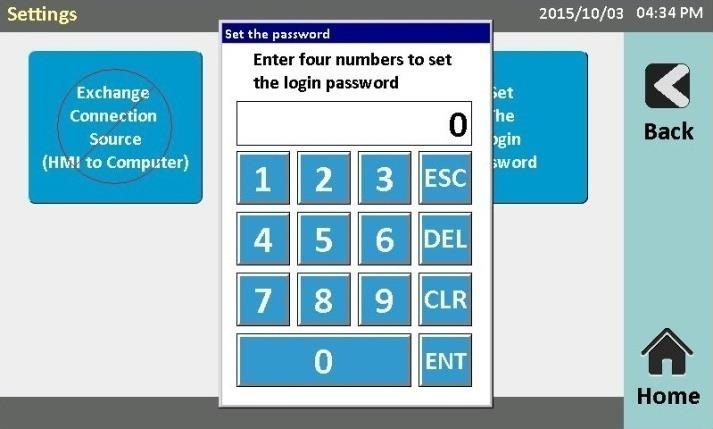 4 At the Set the password screen, enter four numbers to set