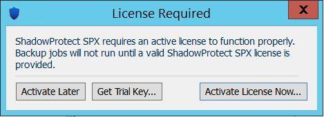 login and password. 3 Once logged in, ShadowProtect will require an activation key.