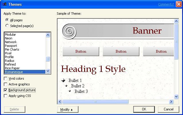 Using Themes You can create a customized theme for your institution by clicking Modify in the Themes dialogue box.