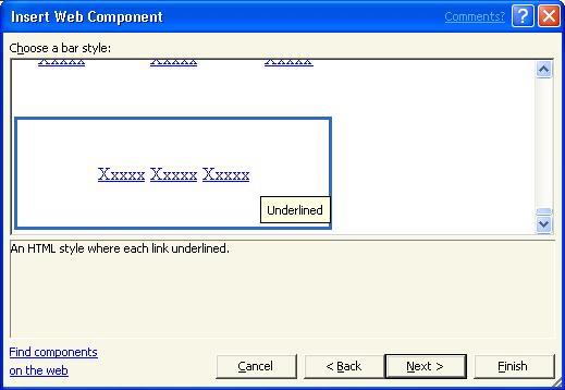 The Insert Web Component dialog box opens. 2.