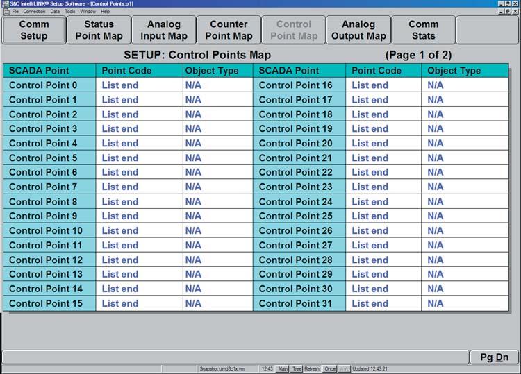 UIM Control Points Map 18. From the PRESENT CONDITIONS screen select the Comm Menu button, and select the Control Point Map button to display the SETUP: Control Points Map (Figure 18).