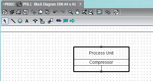 Editing a block flow diagram 6.3 Creating and specifying process units 1. To create a process unit, activate the "Process unit" button in the toolbar. 2.