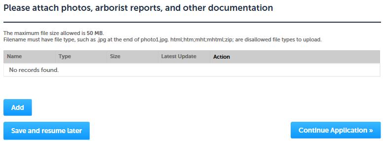10. To attach photos or other supporting documents for your permit. Click the Add button to locate the attachments on your computer. 11. Click Add. 12.