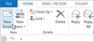 Outlook 2013 Basic Tasks Create a new email message In Mail, click New Email. Keyboard shortcut - To create an email message, press Ctrl+Shift+M. When you re done, click Send.