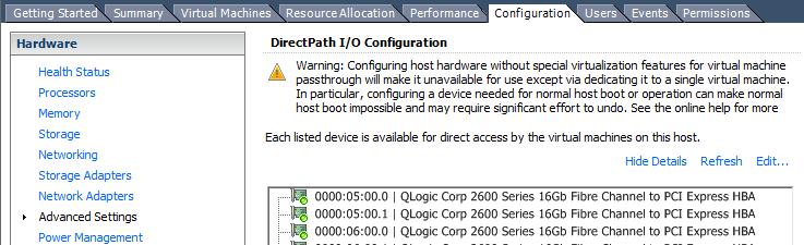 Configure the ESXi server to use Fibre Channel with a Restore Virtual Appliance Note: This section is only applicable if fibre is to be used to access the virtual library or drives otherwise skip to