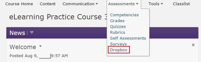 Dropbox Page 1 of 10 Dropbox includes a number of functions for managing the submission of assignments including: Create categories of dropbox folders, like Quizzes or