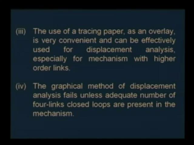 (Refer Slide Time: 03:50) 3. The use a tracing paper as an overlay and we will see that this will very convenient, especially if there are higher order links present in any particular mechanism. 4.