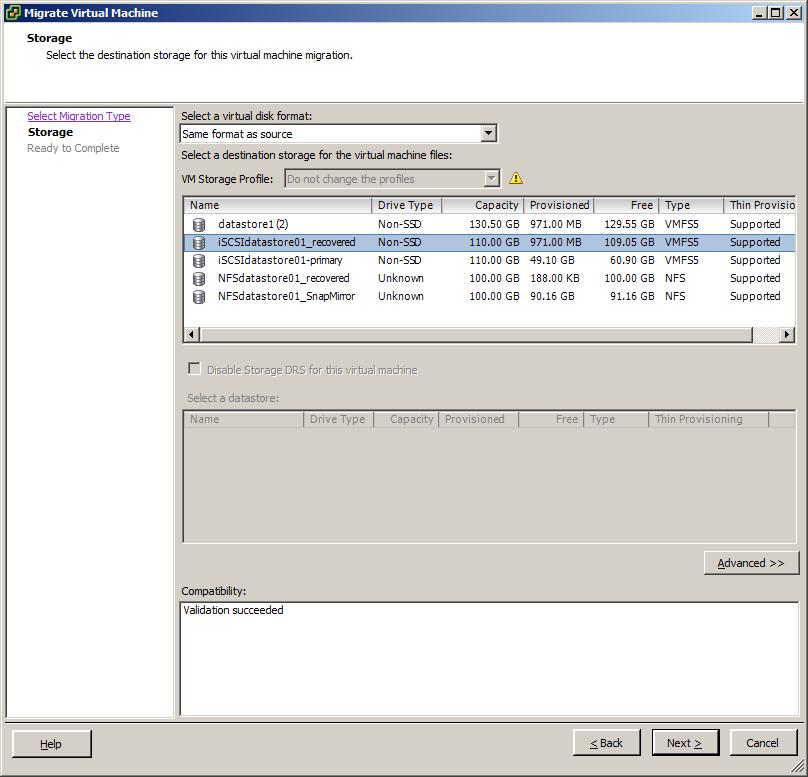 Note: It is also possible to migrate a live VM to a new vsphere host if