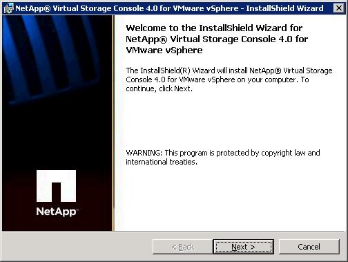 3.2 Virtual Storage Console Installation The NetApp Virtual Storage
