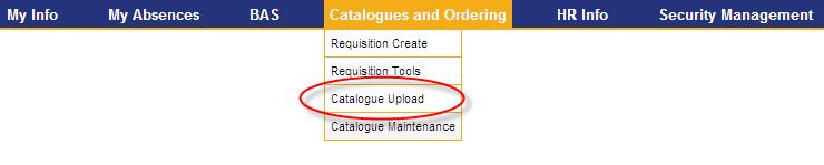 Catalogue Upload The Catalogue Upload option is used to create a searchable catalogue using files that have been provided by vendors or compiled in- house.