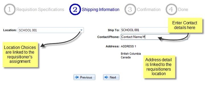 Step 2 Shipping Information 3 Confirmation This is the final confirmation before submitting the requisition for