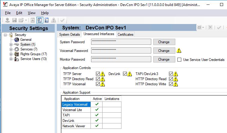 5.2. Administer System Interfaces From the configuration tree in the left pane for the Primary System, select File Advanced Security Settings from the top menu.