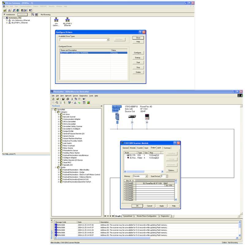 RSNetWorx for DeviceNet (Educational) 587896 (5936-00) of the individual devices. RSNetWorx for DeviceNet is a Windows -based application produced by Rockwell Software.