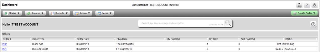Order Guides / Placing Orders Pending Orders Once you start an order, it is saved in the main Status screen.