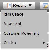 down shows 4 options (shown right) Item Usage report Enter the date range for the usage