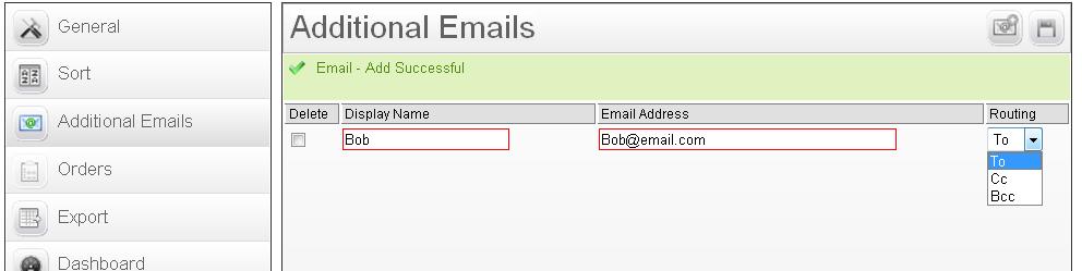 User Options There are some basic User Options for you to maintain system settings Additional Emails tab is where you can add additional email addresses to