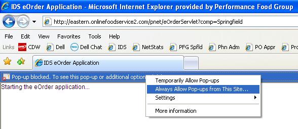Pop-Up Blockers / Internet Explorer If prompted about Pop-up Blocked, right click on the