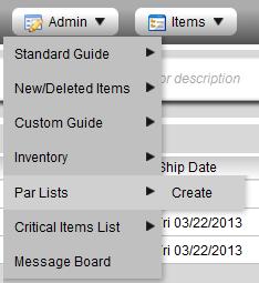 Par Lists Works in conjunction with your Inventory Need to create a new Par List.