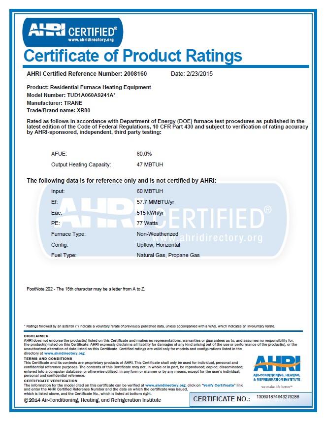 Once you ve chosen your type of equipment, fill out the Equipment Details using the information from the AHRI certificate or Manufacturer s Spec sheet.