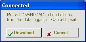 Datalogger Download To transfer the readings stored in the Logger to the PC: 1.