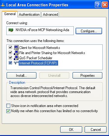 Appendix A To set a static IP in Windows XP This example is to show how to setup an