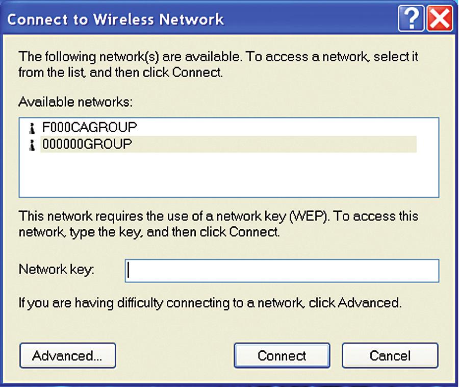 If Windows detects one or more access points, a networking icon appears in the taskbar. One or more wireless networks are available appears as a caption accompanying the icon.