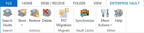 Chapter 3 Enterprise Vault options and mailbox icons This chapter includes the following topics: Enterprise Vault options on the Outlook ribbon Enterprise Vault page in Outlook Backstage view