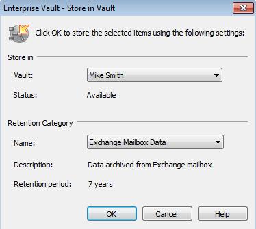 Storing and restoring items Storing your items manually 31 To store items using an Enterprise Vault option on the Outlook ribbon 1 In your mailbox, select one or more items to store.