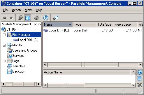 Container Management 29 Managing Files Parallels Management Console allows you to manage files and folders inside each and every Container by means of the Container Manager window.