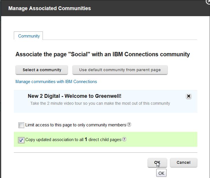 16. Select when you configure a community page, you can go ahead and set any child pages under this to be associated with the same community, let s go ahead and select that so we don t have to go