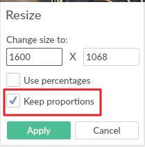 The Keep Proportions option is checked by default, which should