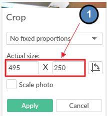 With the Crop option, both the width and height box may be changed to