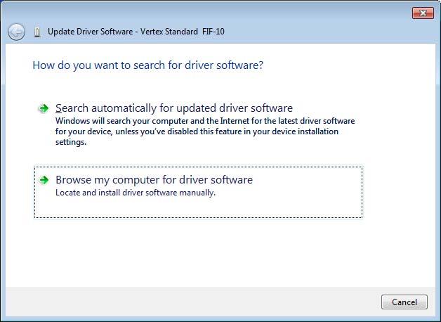 INSTALLATION PROCEDURE FOR THE FIF-10A DRIVER (Microsoft Windows 7) Note: Please perform this