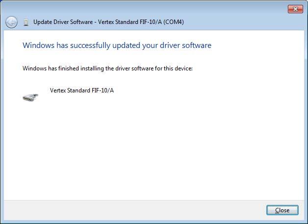 INSTALLATION PROCEDURE FOR THE FIF-10A DRIVER (Microsoft Windows 7) 7.