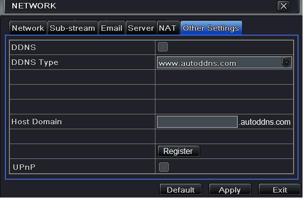 6 Other Settings You can quickly register the domain name in this interface. 1 Set the IP address manually in the network tab and then click Other Settings tab.