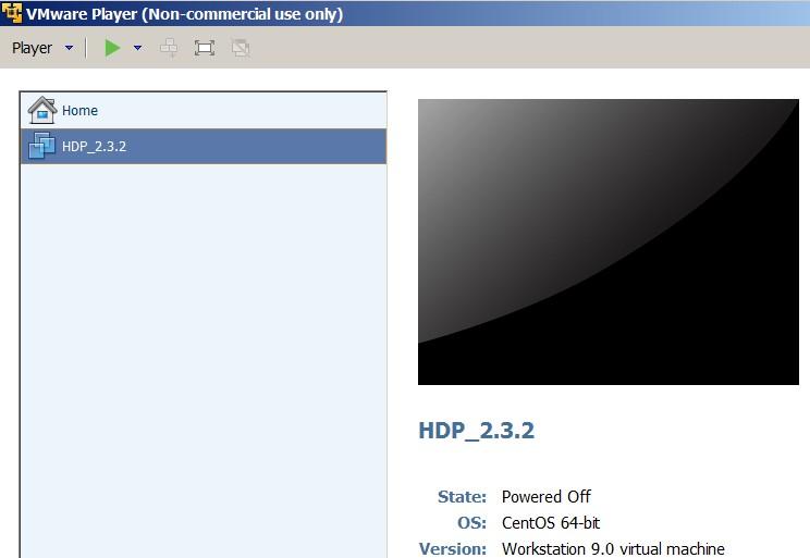 The HDP_2.3.2 menu option will appear on the list of available virtual machines. 5.