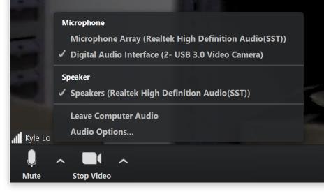 Install video client software on the computer that you want to use the camera on. 2. Use the USB3.0 cable to connect the camera to the computer.