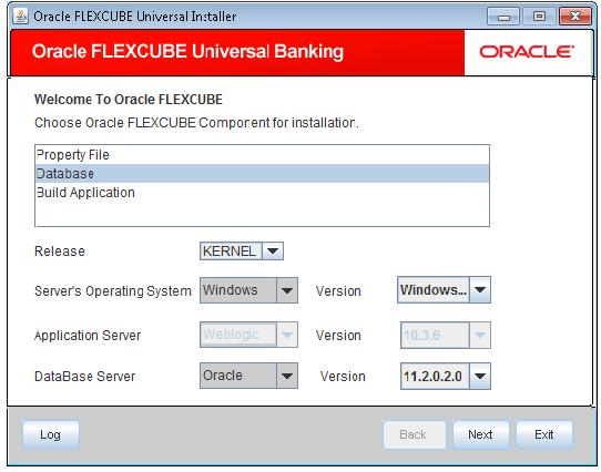 The following screen is displayed: 4. Select Database Setup. 5. Specify the following details: Operating System Specify the operating system in which you are installing Oracle FLEXCUBE.