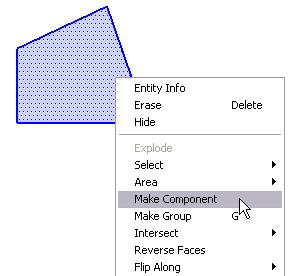 5. Right-click on the quadrilateral face and choose Make Component.