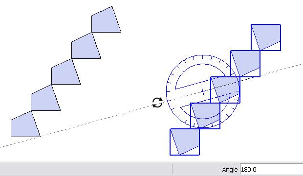 Quadrilateral Tessellation in Google SketchUp 12. The second click defines the start of rotation; click anywhere.