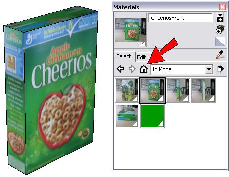 Cheerios Box in Google SketchUp (PC) 2. Once you have the model open in SketchUp, open the Materials window (click the Paint Bucket icon or choose Window / Materials from the main menu).