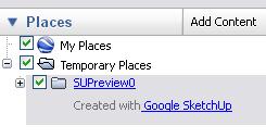 Creating Models for Google Earth 3. In Google Earth, the school model is listed as SUPreview, in the Places window.