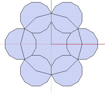 The circles we re drawing all have 12 sides (which means 12 corners), so the angle from one corner point to the next is 360 / 12 = 30 degrees.