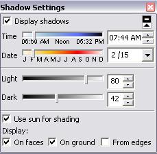 Check the Display Shadows box, and set the date (the second slider) to a winter month.