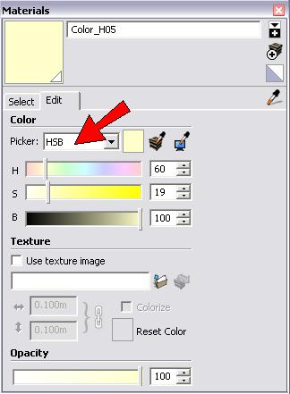 If you want to match the exact wall color, you can get its color values within SketchUp. First, open the In Model or Colors in Model collection of the Materials or Colors window.