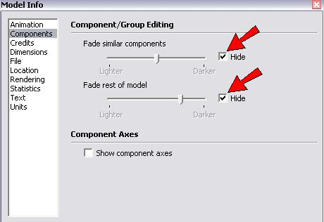 To make it easier to edit the unit cell component, we ll set SketchUp to hide everything else in the