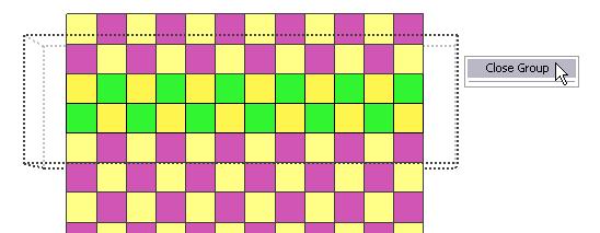Because the Shift key was pressed, all of the purple squares become green.