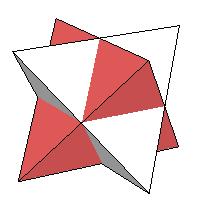 The stellated octahedron is actually composed of two tetrahedrons - each tetrahedron is a pyramid composed of four equilateral